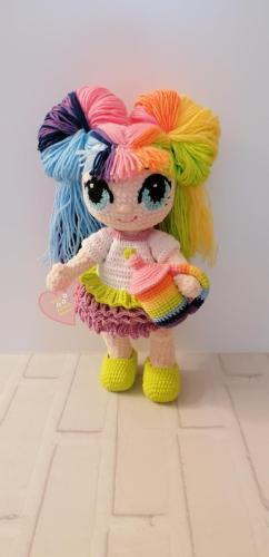 Вязаная кукла Лол "Радуга"